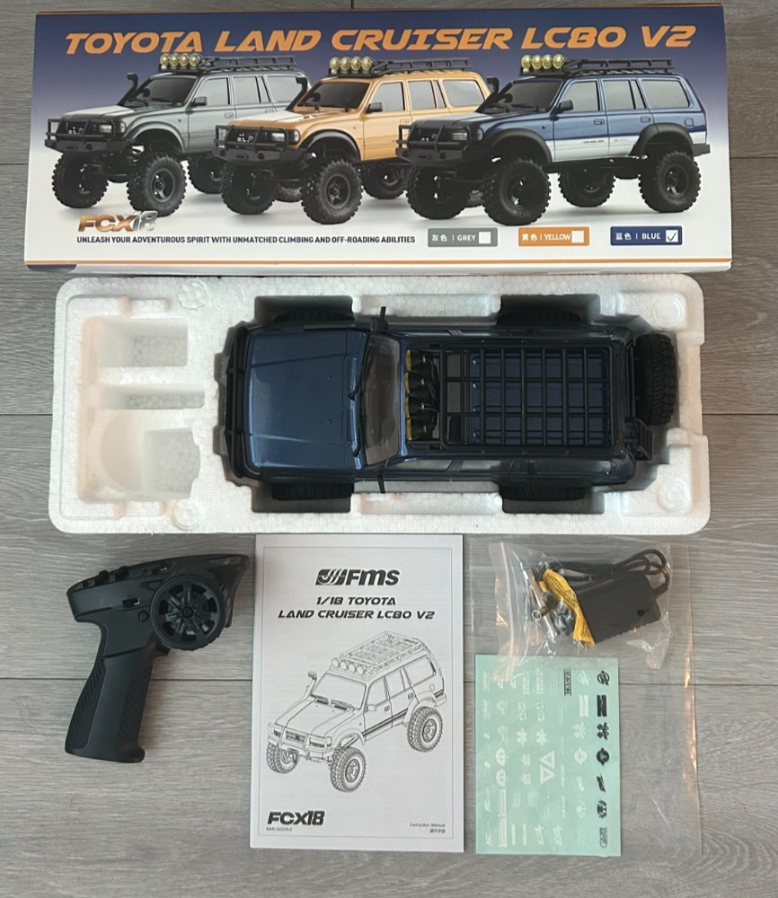 FMS 1:18 FCX18 LC80 Toyota Land Cruiser LC80 V2 RTR Blue Slightly Used LC80 L1