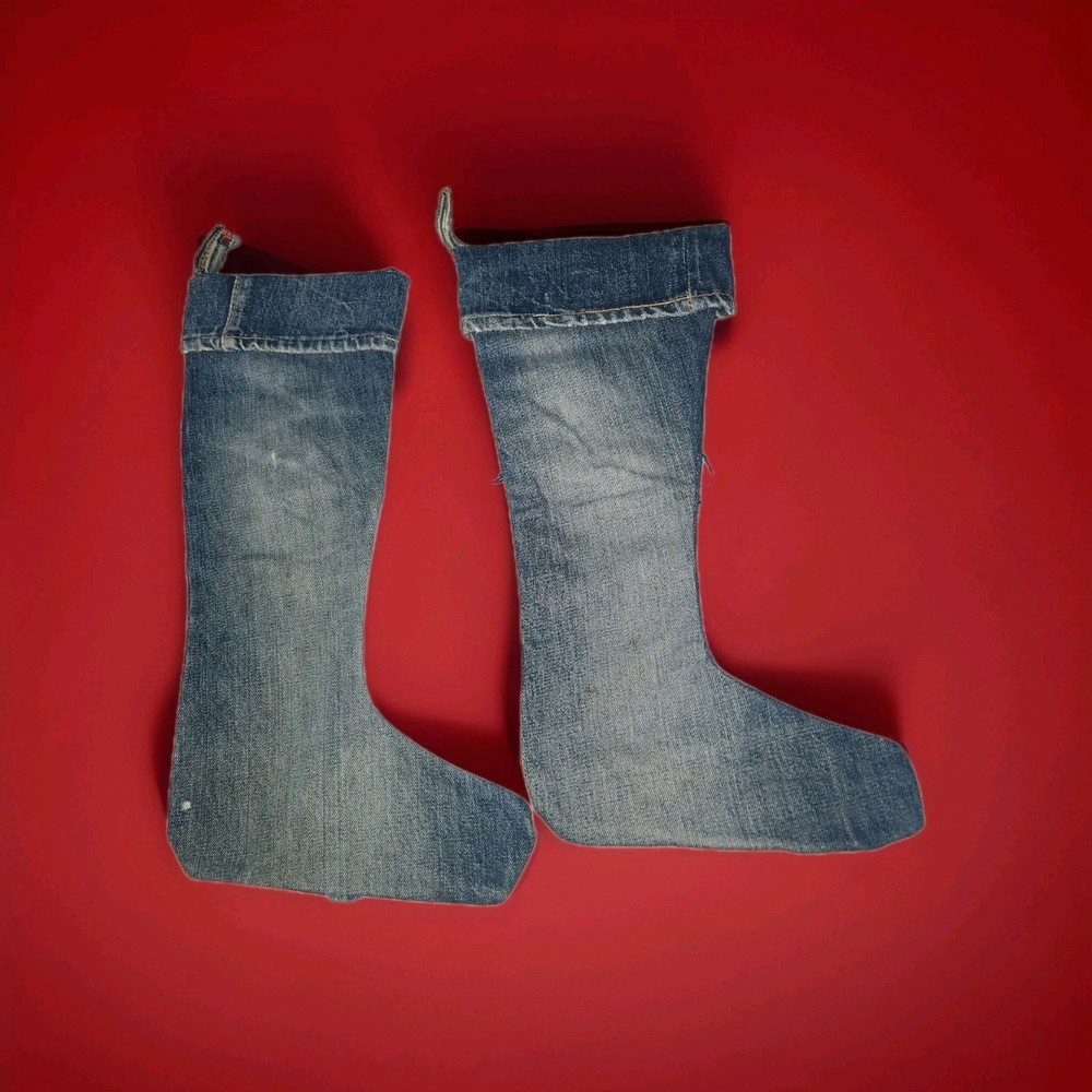 2 Hand Made Blue Jean Christmas Stockings