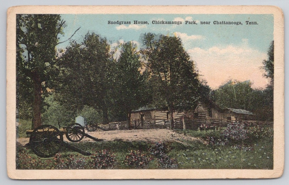 Snodgrass House Chickamauga Park Chattanooga TN Civil War Cannons Postcard