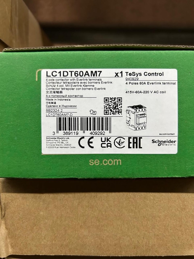 Schneider LC1DT60AM7 CONTACTOR 60A 4P AC1 220V, Made in Indonesia
