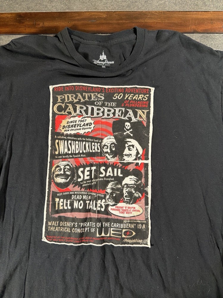 Disney Parks Pirates of the Caribbean 50 Years T-Shirt Men’s 2XL Ride Tee