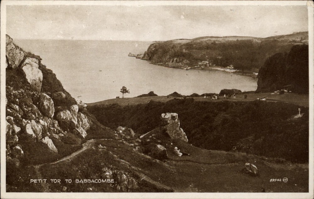 Petit Tor Isle of Wight England to Babbacombe Valentine's Brown Photo postcard