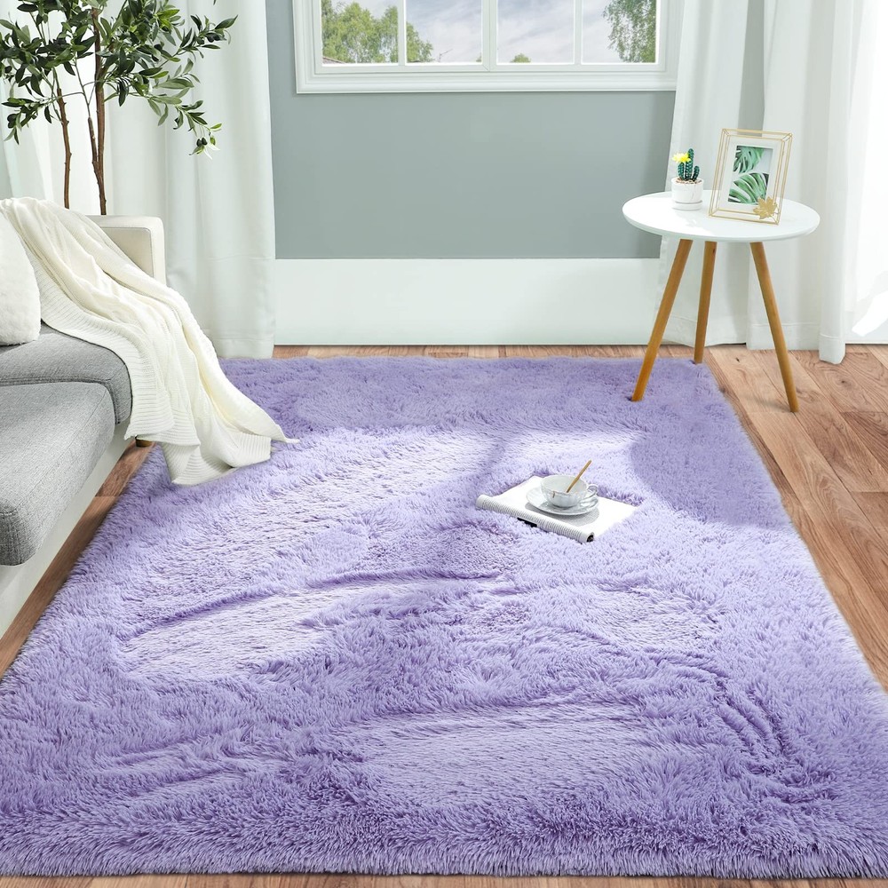 Fluffy Lavender Purple Area Rug for Bedroom Living Room, 4x6 Feet Soft Plush ...