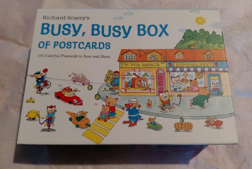 Richard Scarry Busy, Busy Box of Postcards 100 Count New