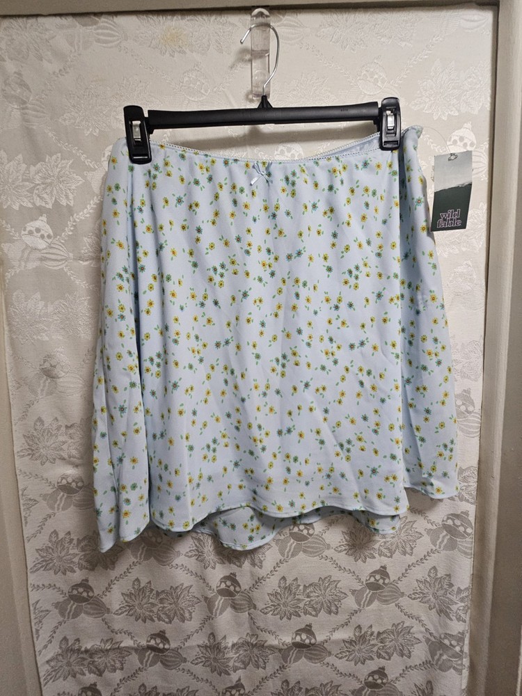 Wild Fable Women's A-Line Floral Skirt Light Blue XXL