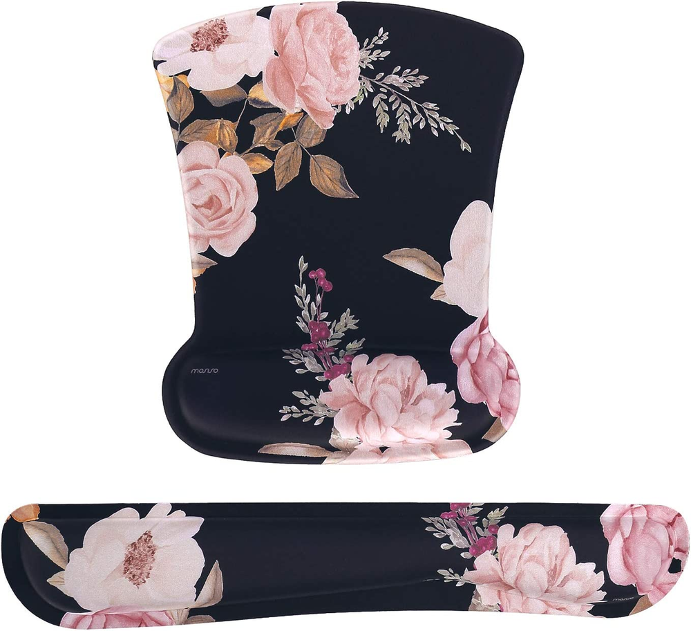 Peony Ergonomic Mouse Pad & Keyboard Wrist Rest Support Non-Slip Design