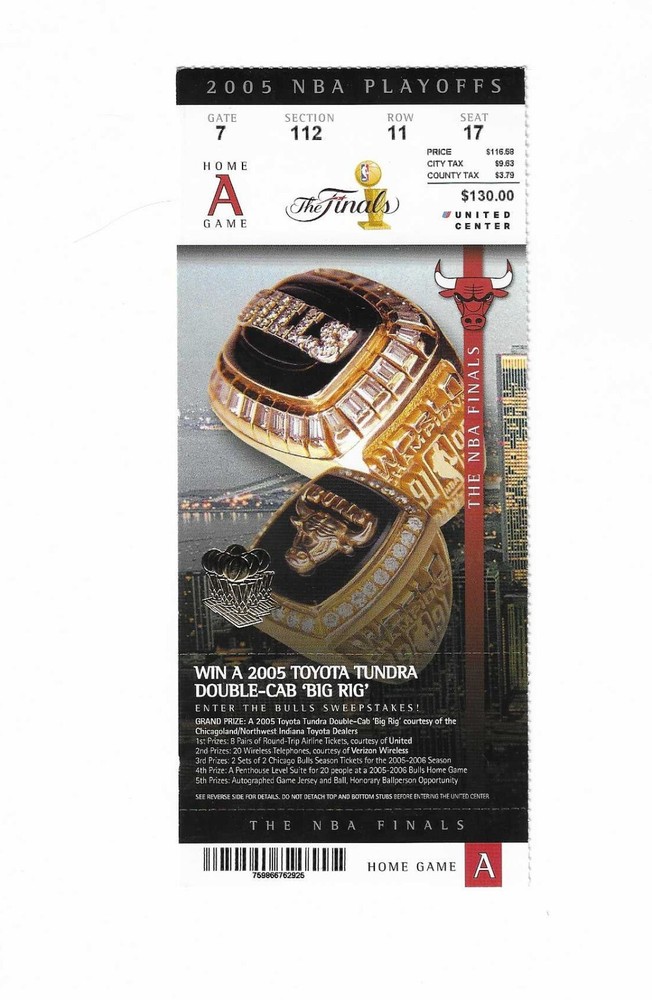 Chicago Bulls Phantom Finals Game A Playoff Basketball Ticket from 2005