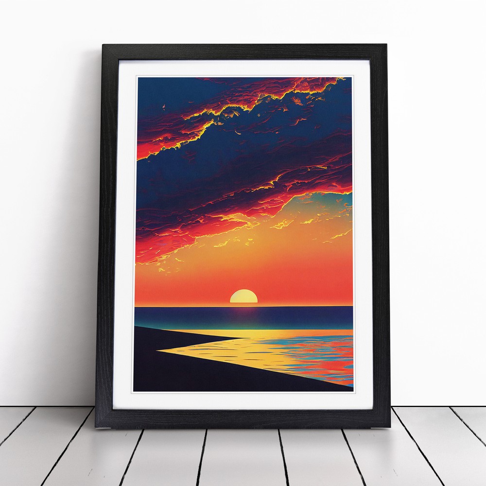 A Superb Ocean Sunset Wall Art Print Framed Canvas Picture Poster Home Decor