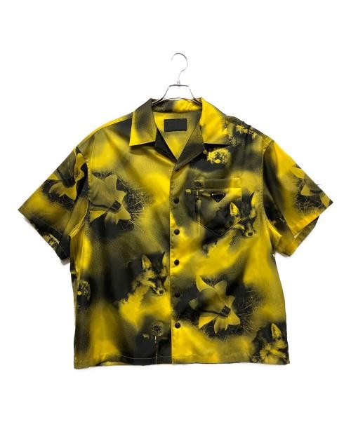 Abstract Fox Print Bowling Shirt/Triangle Logo Shirt