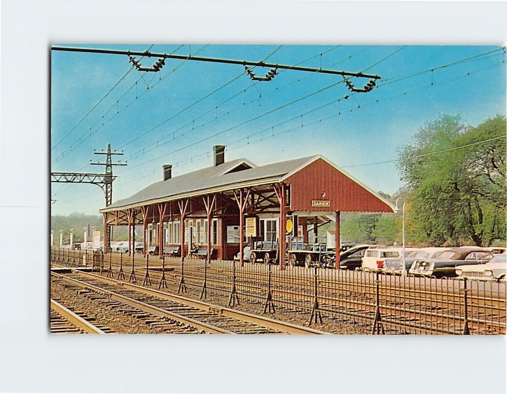 Postcard NY NH & H Station Darien Connecticut USA