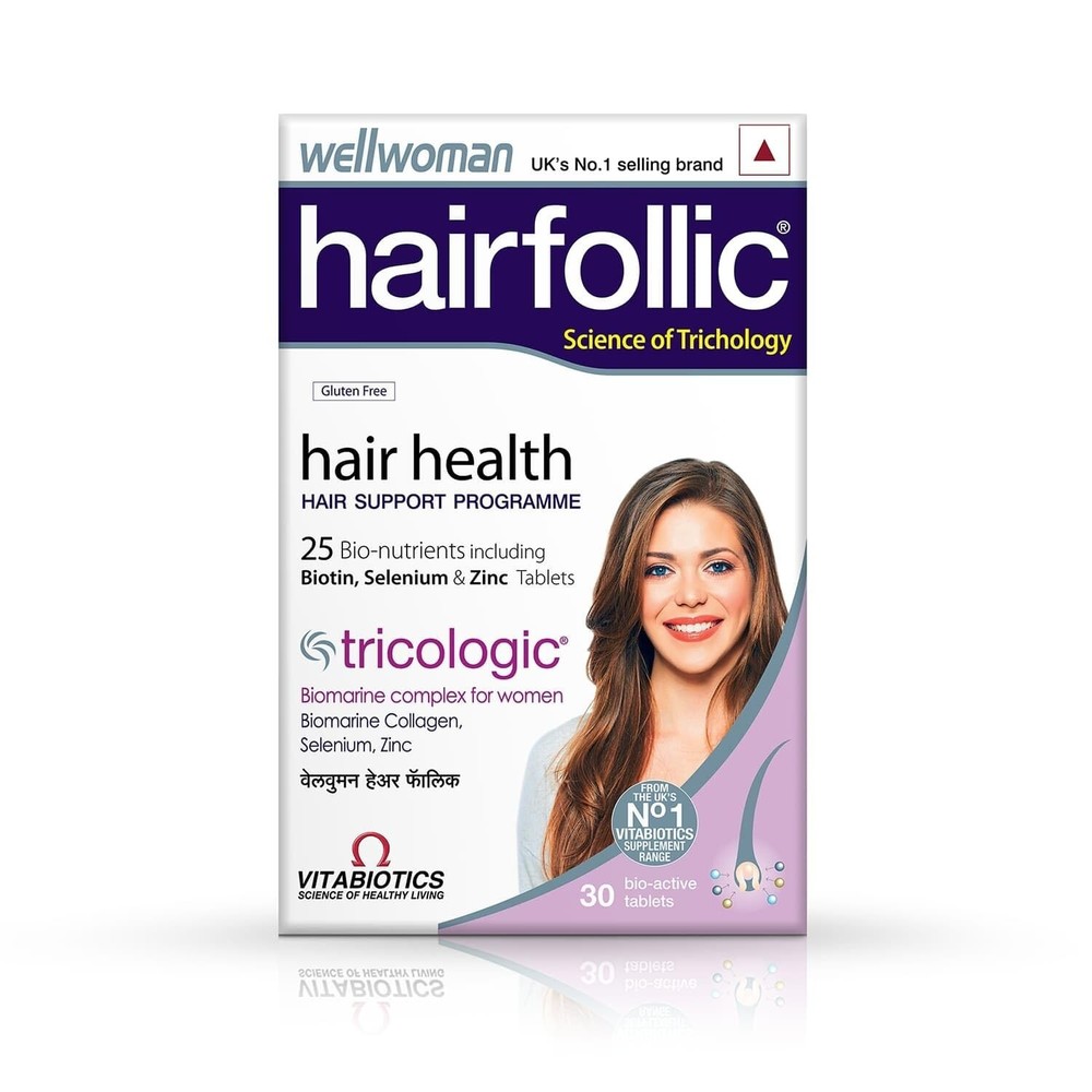 Wellwoman Hairfollic supplements Biotin & Zinc that support hair growth