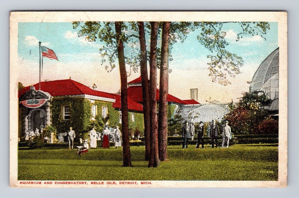 Detroit MI-Michigan, Belle Isle Aquarium & Conservatory Vintage Postcard