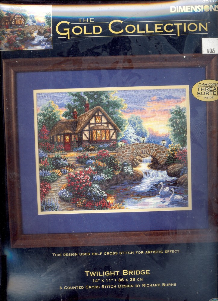 Dimensions Gold Collection Cross Stitch Kit Twilight Bridge Richard Burns