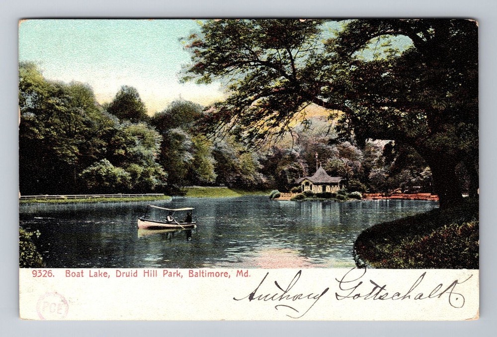 Baltimore MD-Maryland, Druid Hill Park, Boat Lake, Vintage Postcard