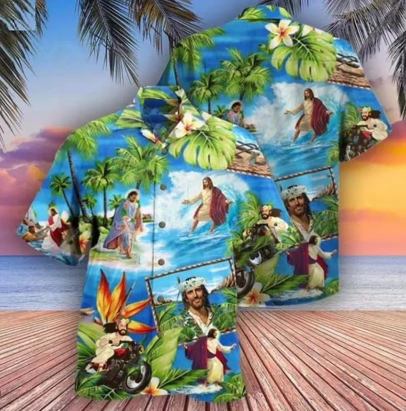 Jesus Stay Cool Aloha Summer Hawaii Shirt Hawaiian Beach Vacation Men