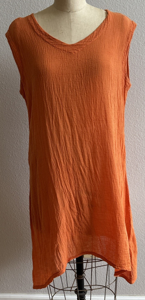 Bryn Walker sz Medium Lightweight Tunic Top Shirt Orange Cotton Gauze GUC