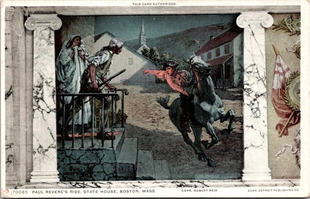 Paul Revere's Ride State House Boston Massachusetts MA Postcard