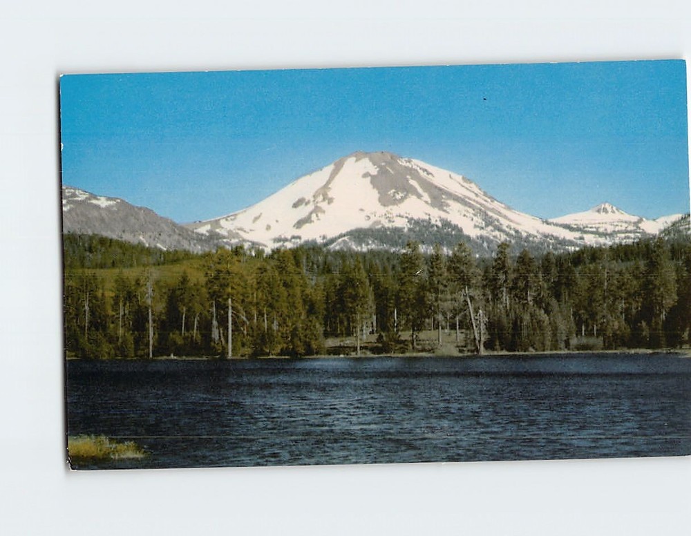 Postcard Manzanita Lake And Lassen Peak Lassen Volcanic National Park CA USA