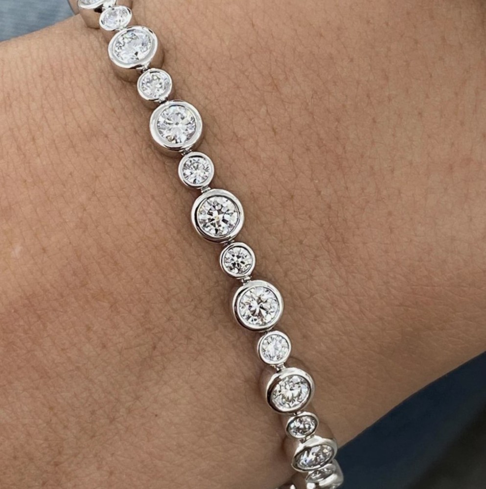Certified 4.50 Ct Round Lab Grown Diamond Tennis Bracelet 14k White Gold Plated