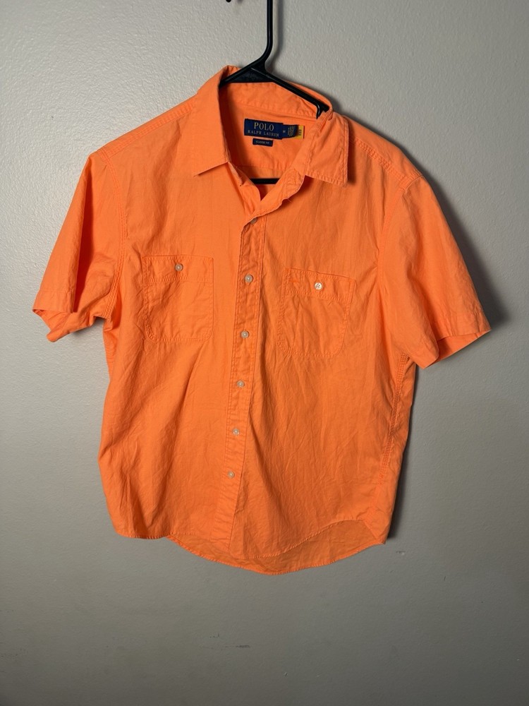 Polo Ralph Lauren Mens Button Up Short Sleeve Orange M Classic Fit