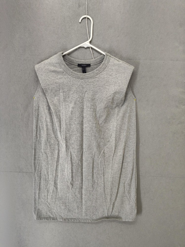 Forever 21 Shirt Womens Small Gray Sleeveless Muscle Tee Shoulder Pad Casual Top
