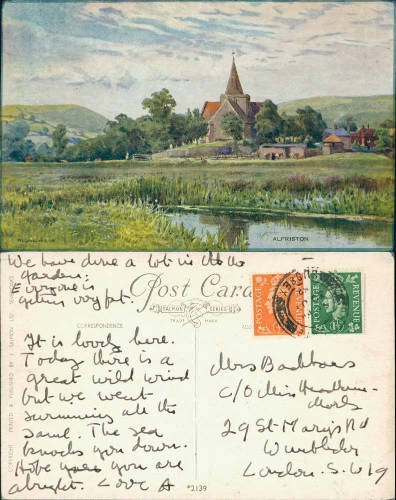 Alfriston J Salmon Artist 2139 GB 1950s Cancel