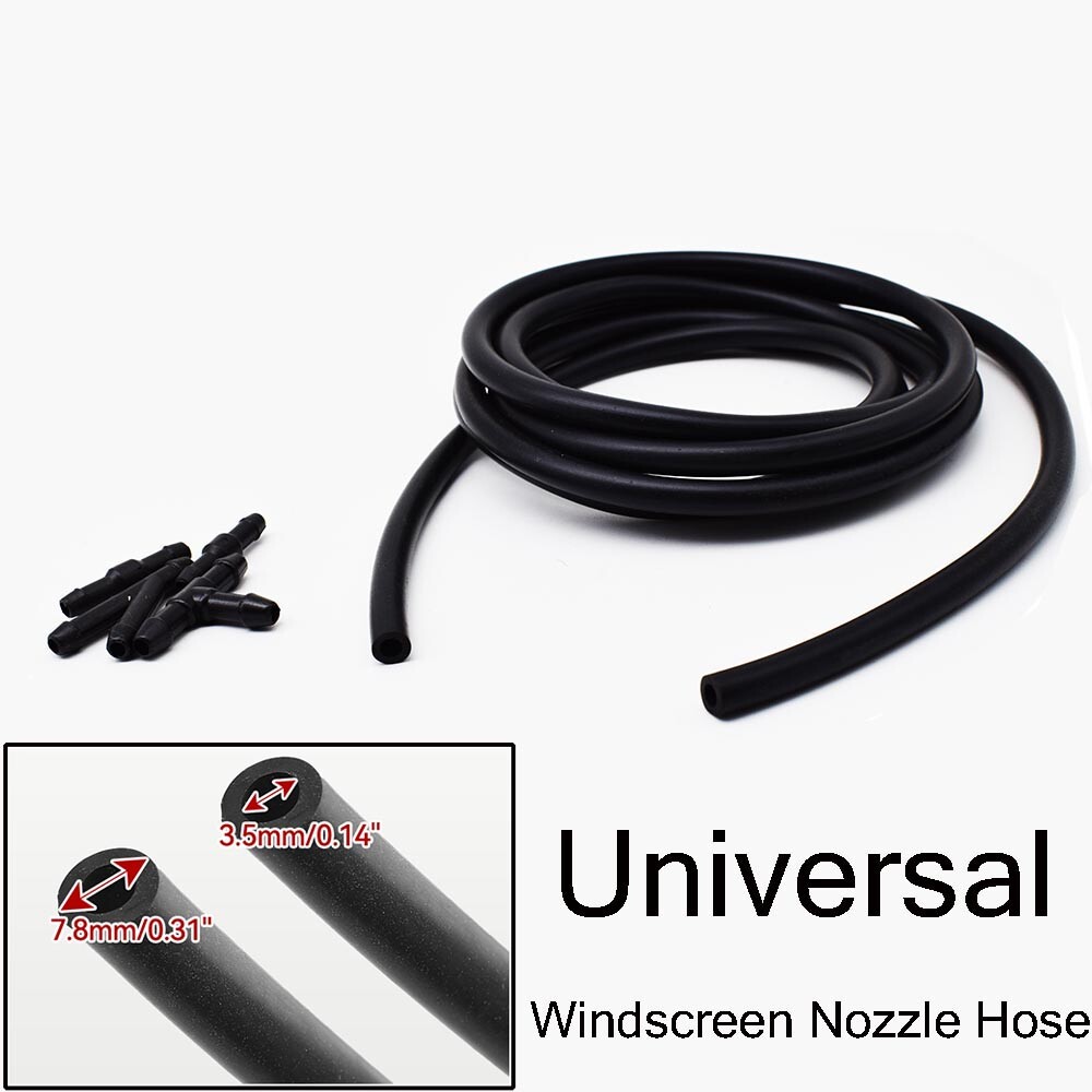 2m Car 3.8mm Windshield Wiper Washer Jet Hose Tube Rubber Pipe W/ 4 Connector