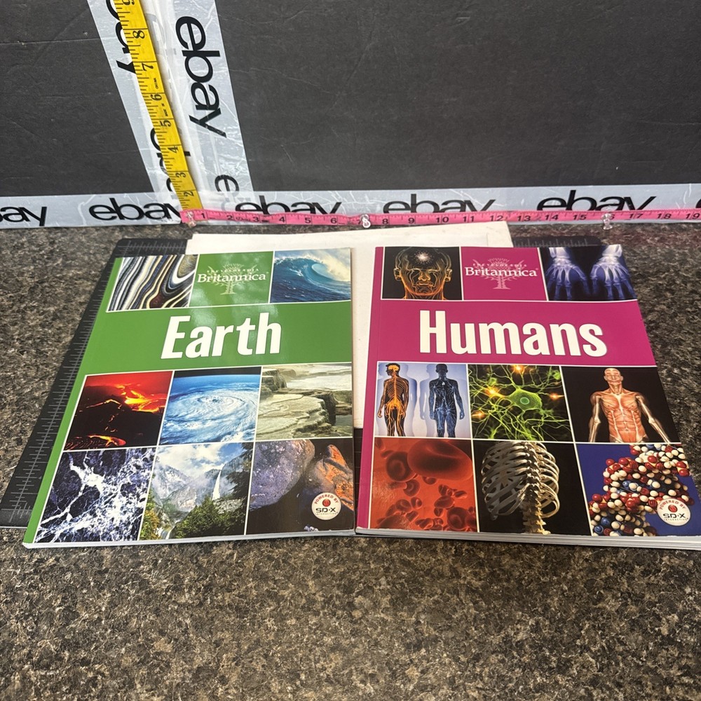 Lot of 2 Interactive Kids Science Books Encyclopedia Britannica Humans And Earth