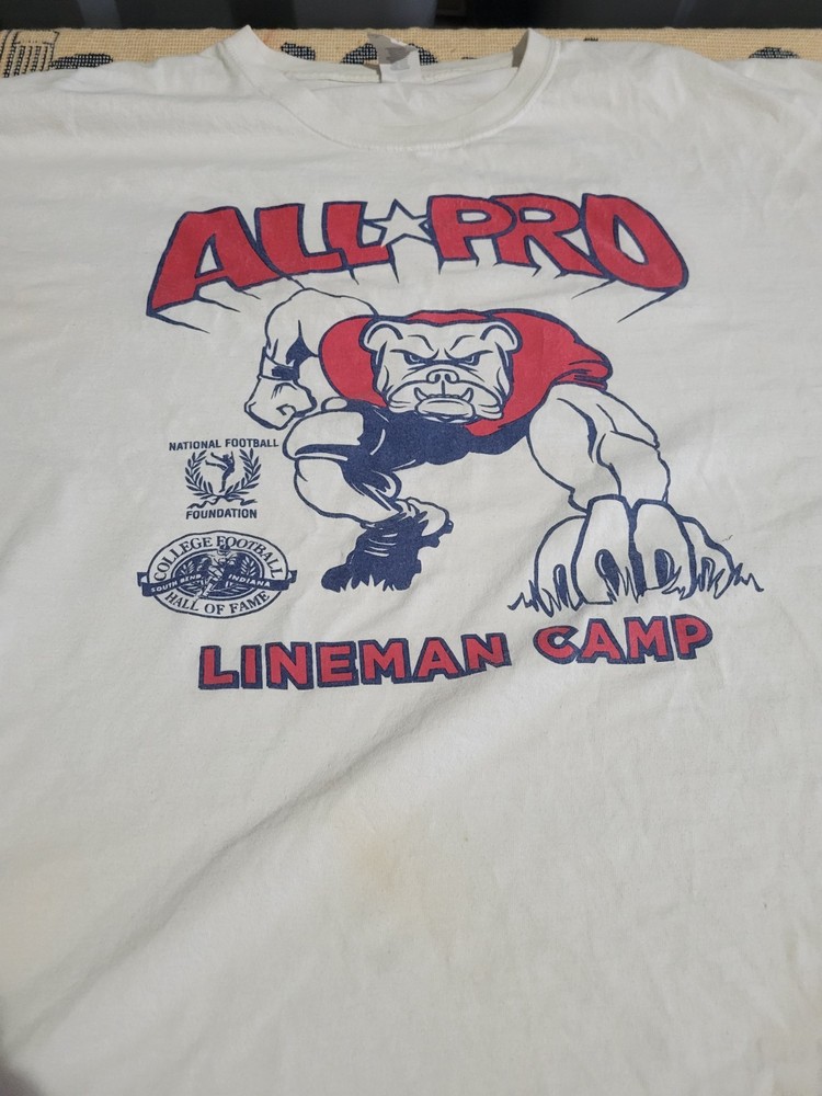 Vintage Lineman Football Camp T Shirt Double-sided Mens 3 XL