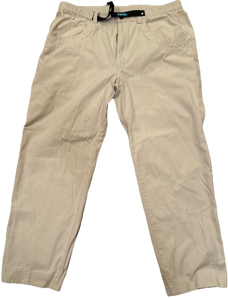 Kavu Men’s Vintage Hiking Pants Belt Khaki Beige Size XL Canvas Classic