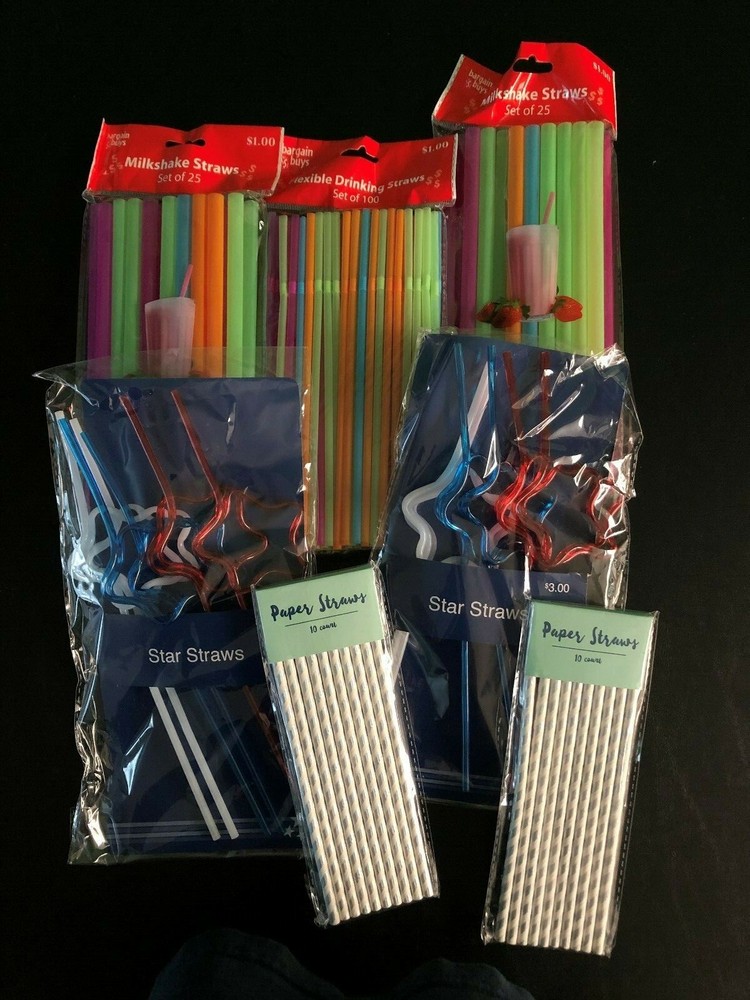 Drinking Straw Assortment Paper-Milkshake-Flexible-Star  182 Straws