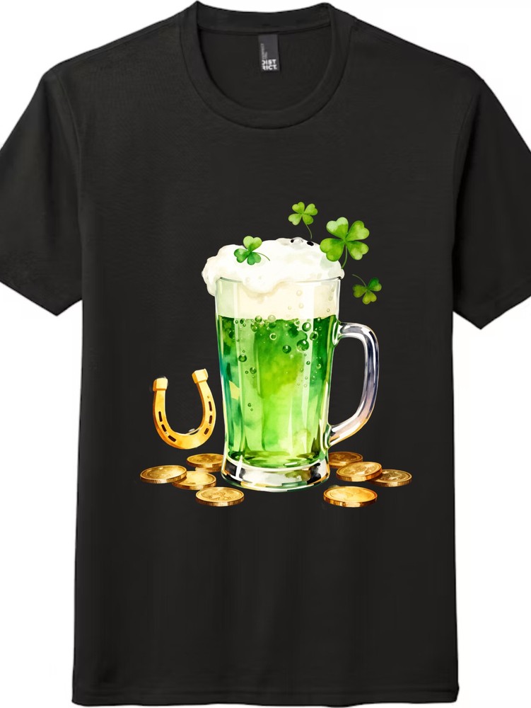 St. Patrick's Day Green Beer Graphic T-Shirt-Lucky Shamrock Unisex Tee