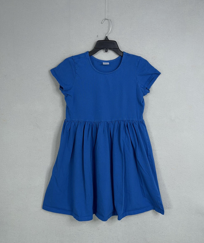 Hanna Andersson Dress Girls 14-16 Blue Short Sleeve Skater Cotton Jersey Casual