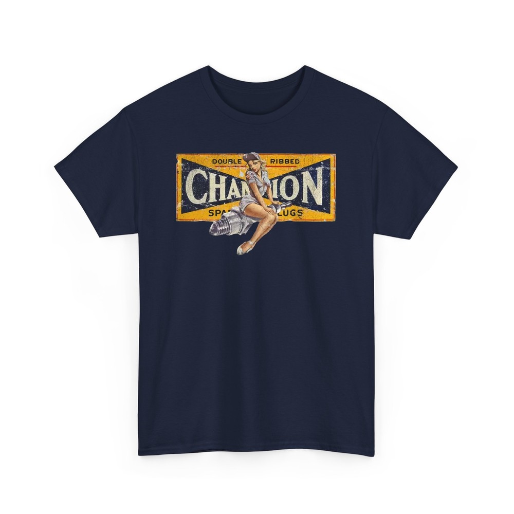 Champion Spark Plugs - Car Motorcycle Retro - 3 Colors - Heavy Cotton T-shirt