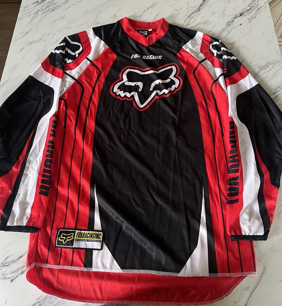 Vintage 90s Y2K FOX Racing Motocross Jersey Mens Size Medium Long Sleeve VTG