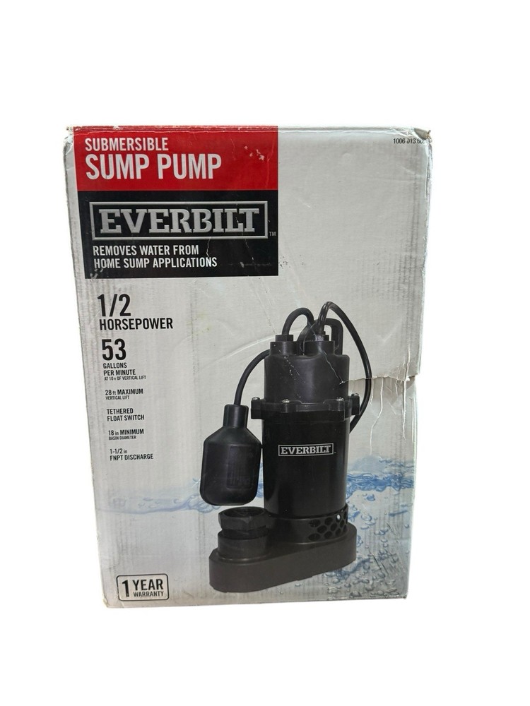 Everbilt 1/2 HP Aluminum Submersible Sump Pump Tether Switch HDSP50W