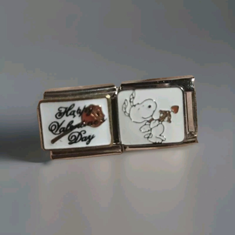 Snoopy Valentine Italian Charms Stainless Steel 9mm Set Of 2