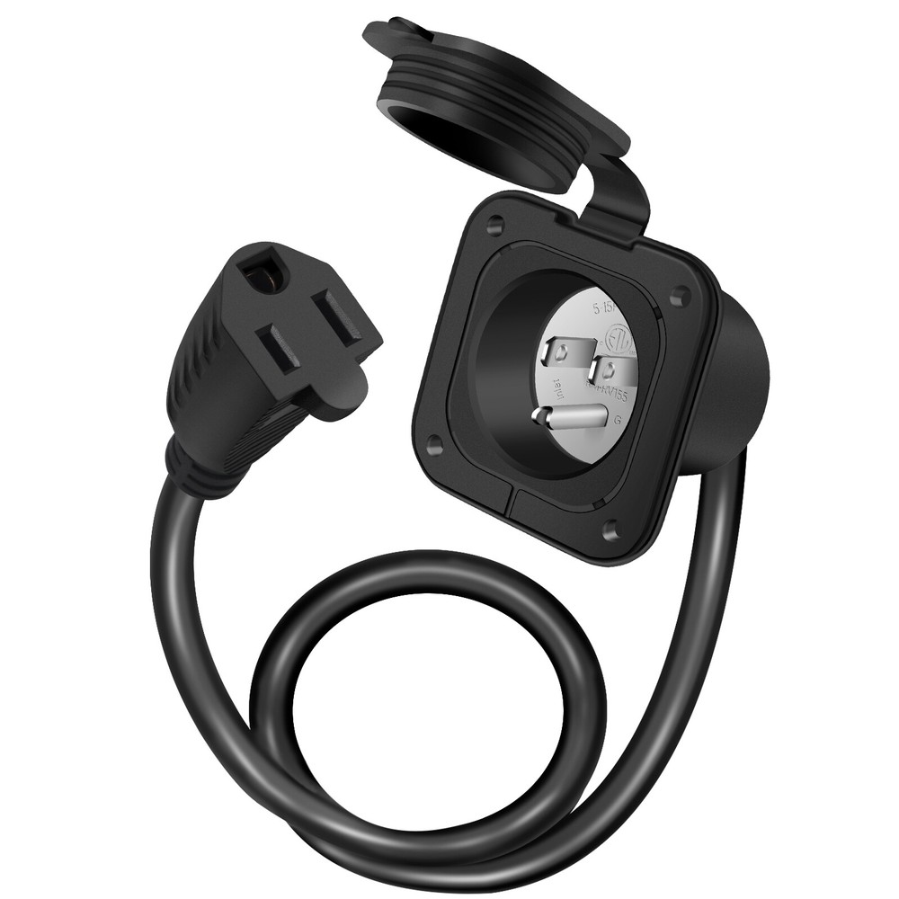 AC Port Plug Power Inlet Socket 110-125V With Integrated 18inch Extension Cord