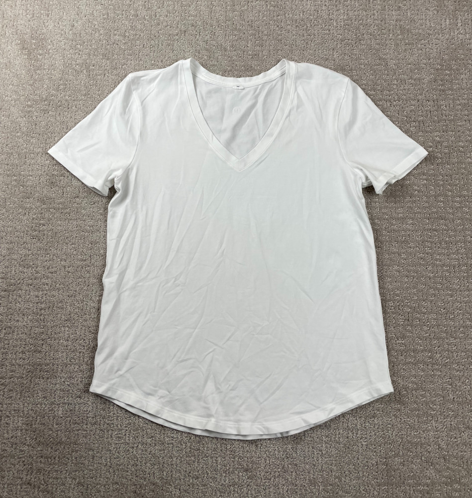 Lululemon Shirt Womens S? V-Neck Short Sleeve White Performance Athleticwear Gym