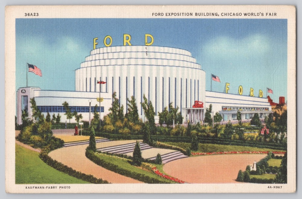 Chicago, Illinois Ford Exposition Building, Century of Progress, Linen 1934