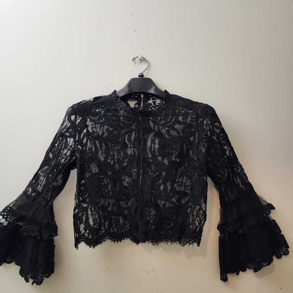 Vivid Black Lace XL Top Romantic Festival Boho Witchy Dark Fairy Goth Rock-n-Rol