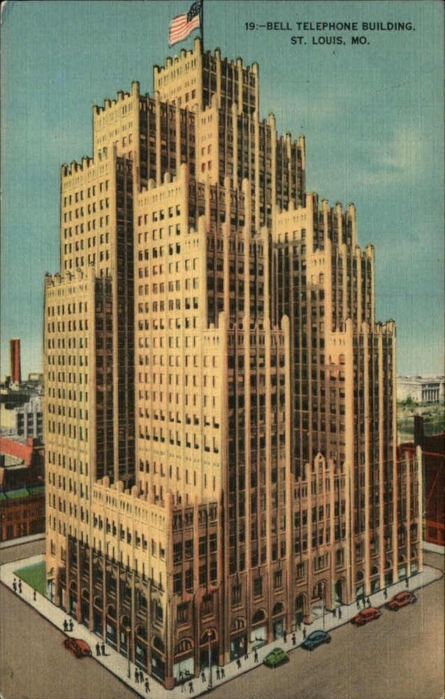 Bell Telephone Bldg St Louis Missouri ~ 1940s linen postcard