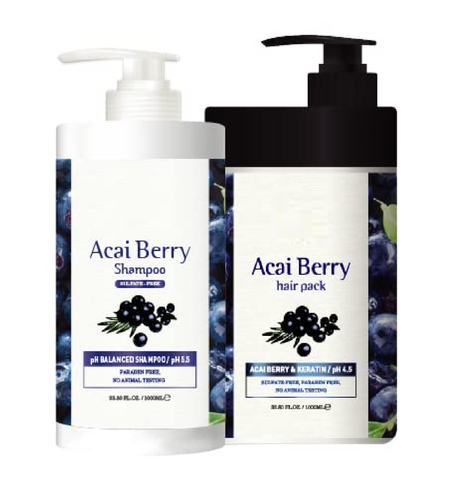 Acai Berry Super Hair Pack & (Sulfate Free) Shampoo Set 33.80fl.oz/ 1000ml-image