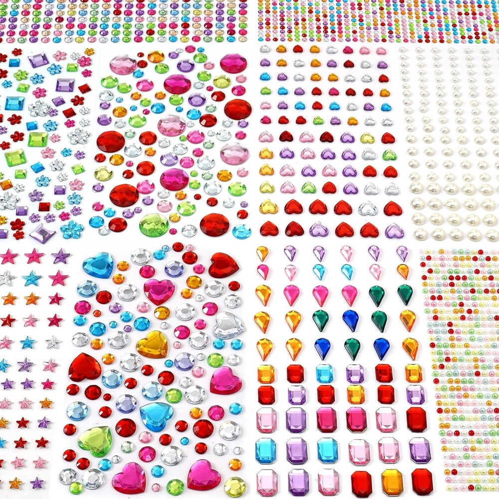 2774PCS Self Adhesive Gem Stickers, Rhinestone Jewel Heart Stickers Craft