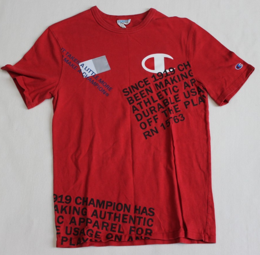 Champion Men's T-Shirt Size Medium Red Graphic Print Short Sleeve Crew Neck