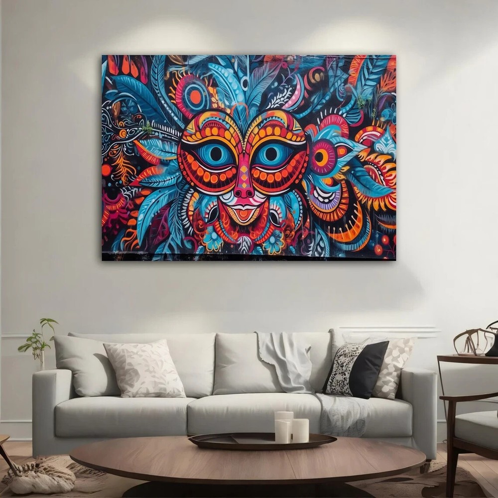 Carnival Mask Woman Graffiti Abstract Wall Art Canvas Unframed Print Art-image
