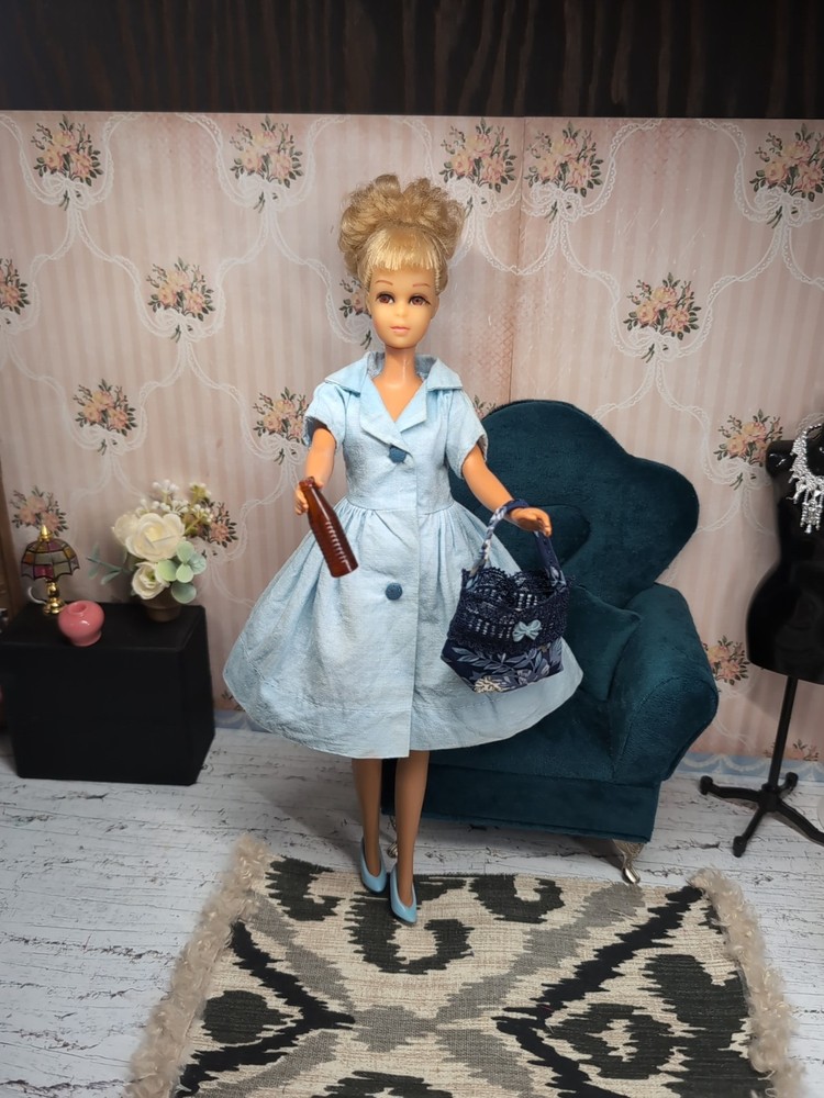 Vintage Barbie / Francie Clone Outfit - Dress, Shoes, Purse, Soda Pop