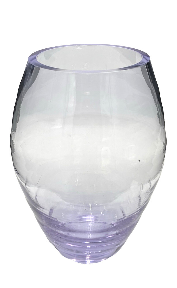 Glass Rib Optic Vase, Lavender Neodymium Alexandrite Glass, Polished Base, 7.25