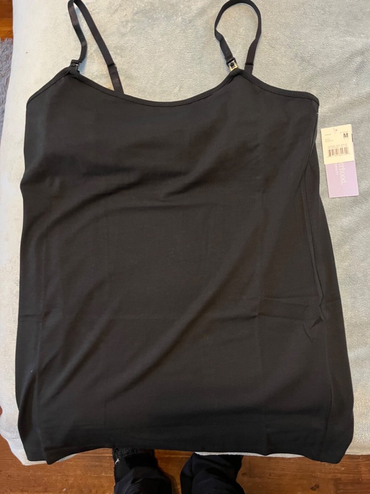 Motherhood Maternity Nursing Tank Top Shirt Cami Clip Down Black- Medium