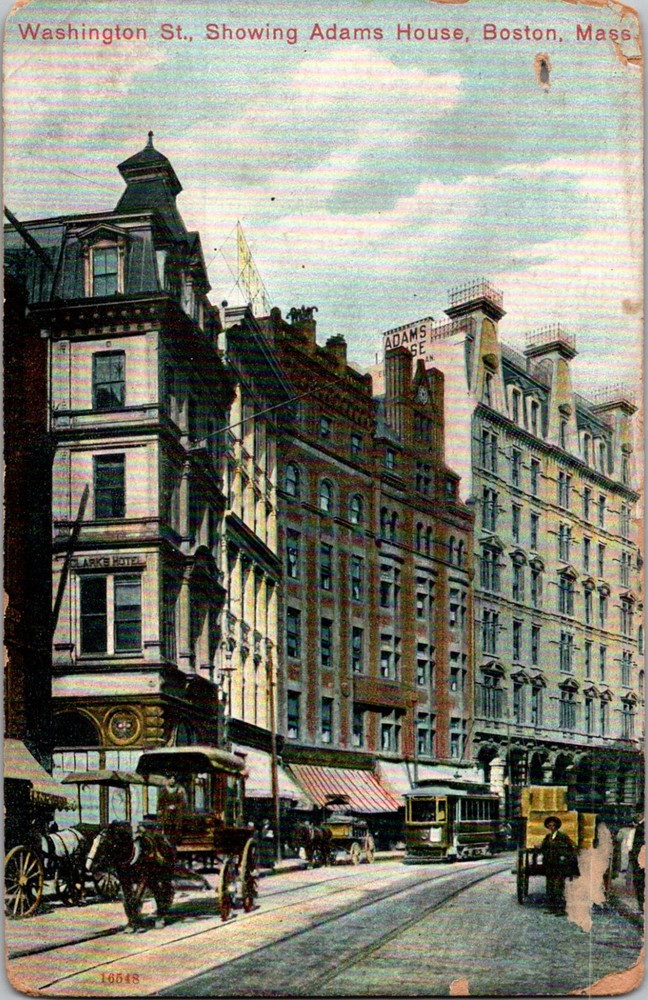 Washington St Adams House Boston Massachusetts MA Street View Postcard